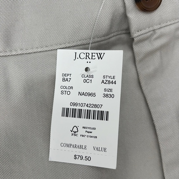 J Crew Factory Athletic slim-fit chino pant in Stone size 38x30 NWT AZ844 - Picture 7 of 12